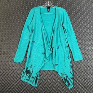 Disney Teal Green Aladdin Genie Princess Jasmine Open Front Cardigan‎ Women's M